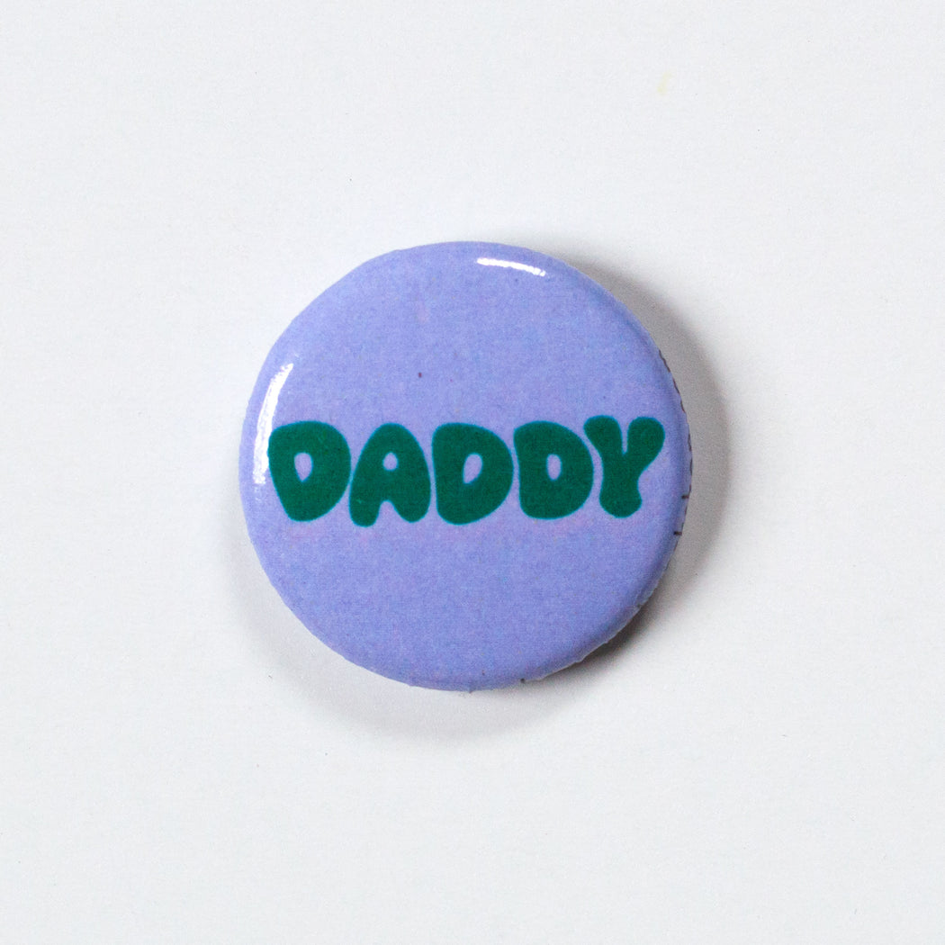 Daddy Pin 1 inch in green and lavender