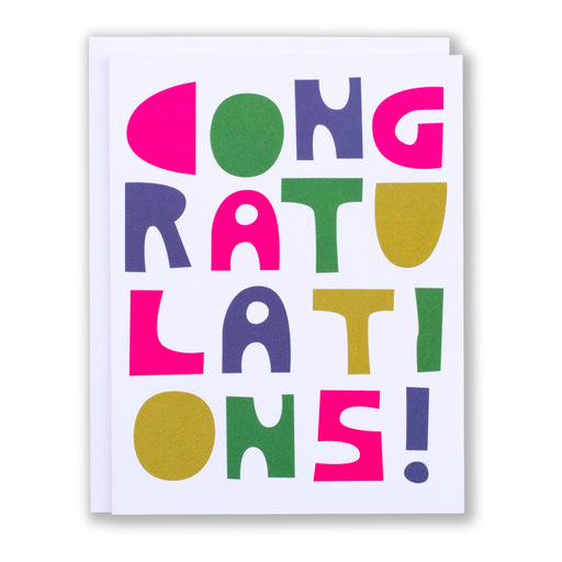 Congratulations Card with 80s block lettering 