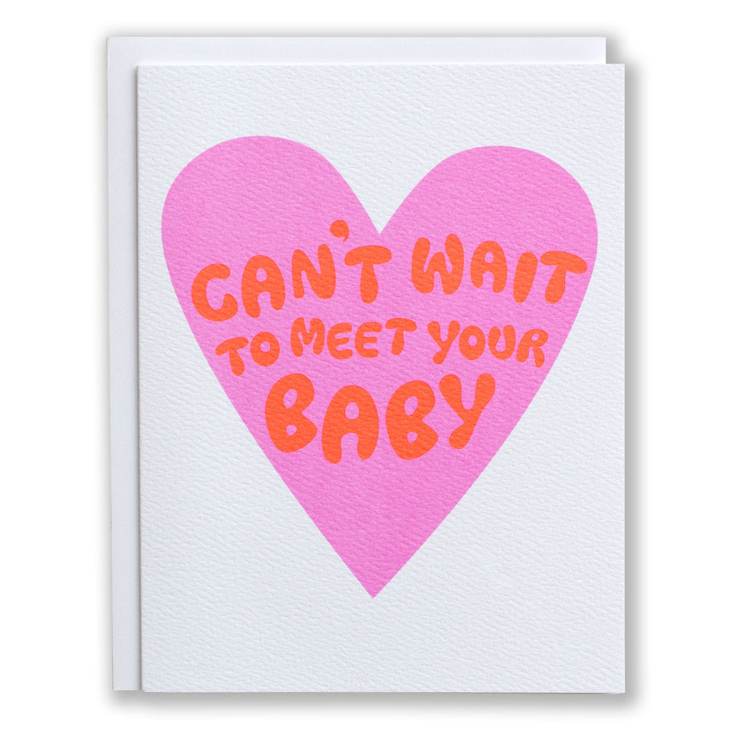 Can't Wait to Meet Your Baby Neon Heart Note Card
