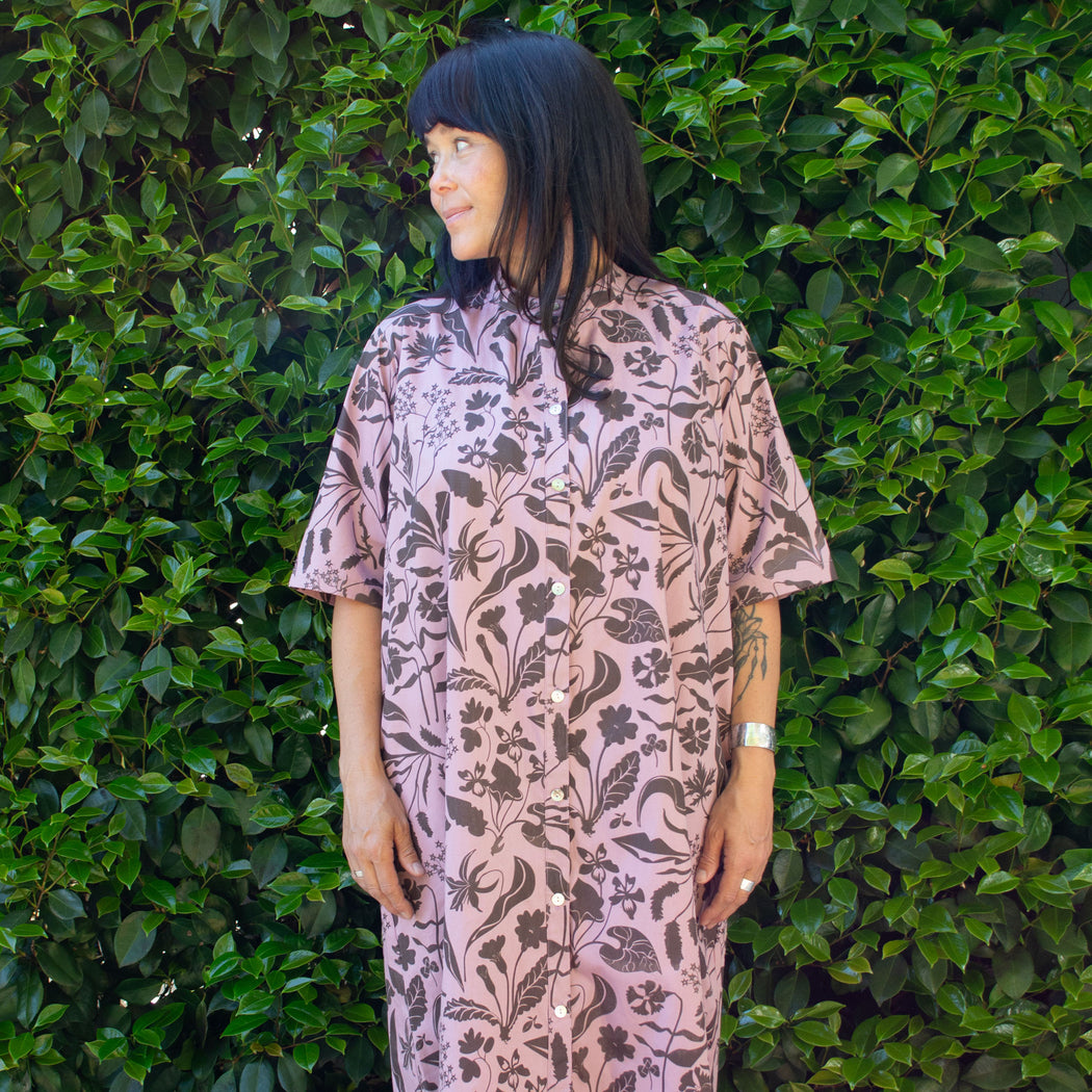 Perfect summer shirt dress, with pockets, and in a lovely rose and chocolate wildflowers print