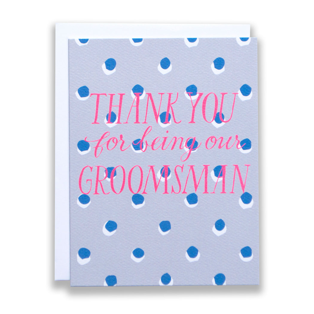 Thank You to Your Groomsman Note Card with Neon and Polka Dots