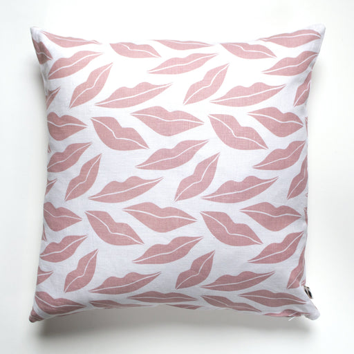 Pillow Cover - Blush Pink on White Linen