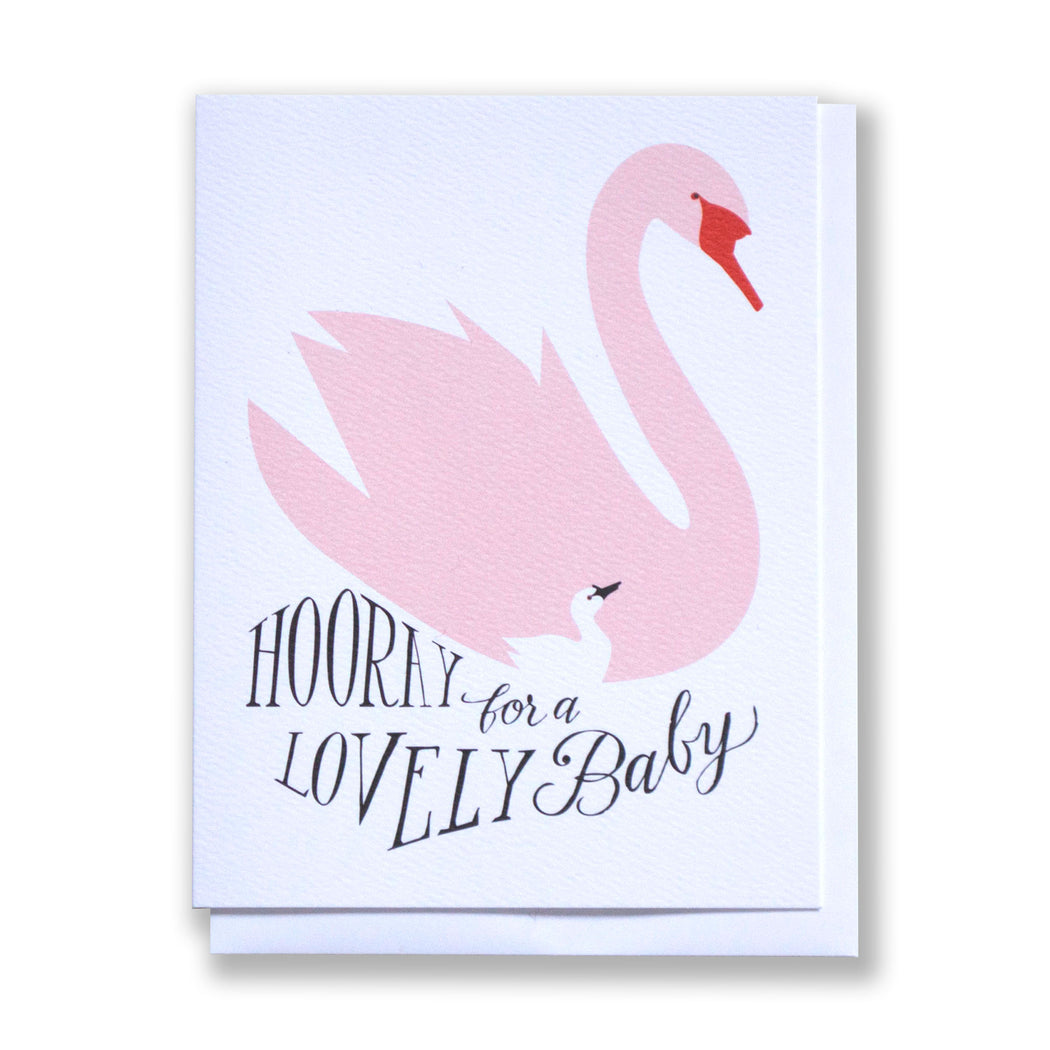 Hooray for a Lovely Baby - Mother Swan and Cygnet Note Card