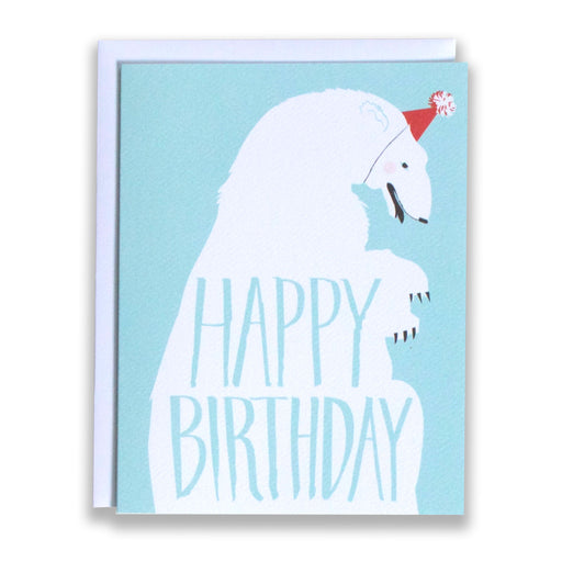 Happy Birthday - Polar Bear with Party Hat note card