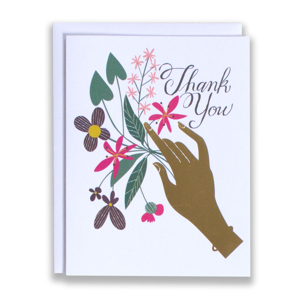 Floral Bouquet Thank You with gold foil