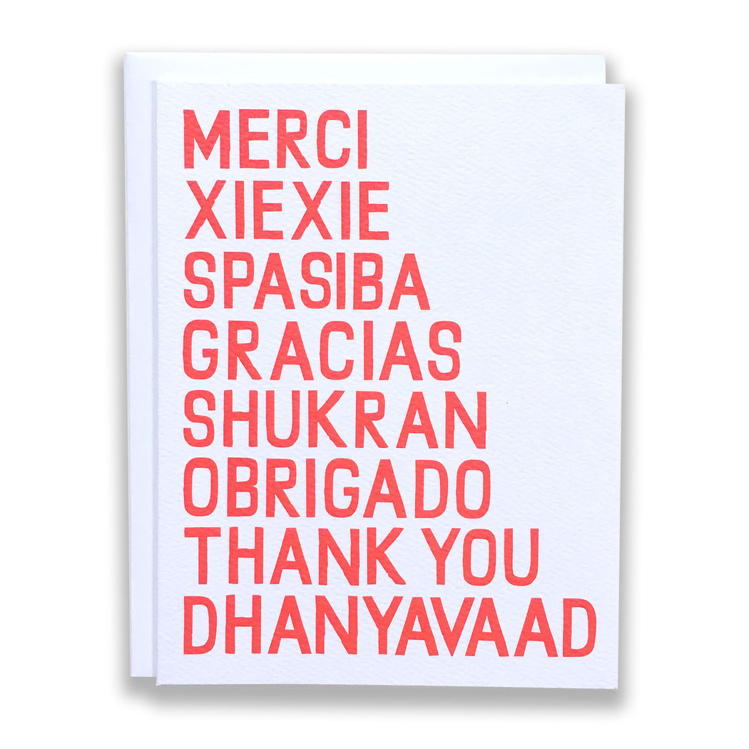 Universal Thank You Note Card in multi languages