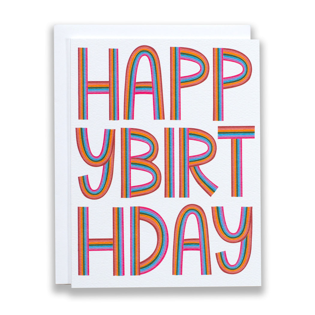 Letters of the Rainbow Happy Birthday Note Card