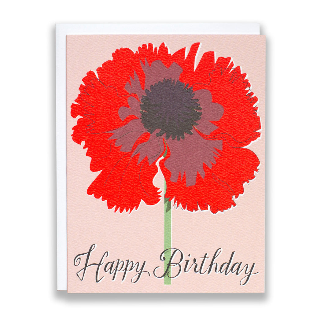 happy birthday/birthday card/flower birthday card/oriental poppy/big red poppy