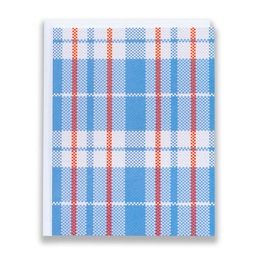 plaid shopper card/blank card/ checkered tote/chinatown/blue and red plaid bags