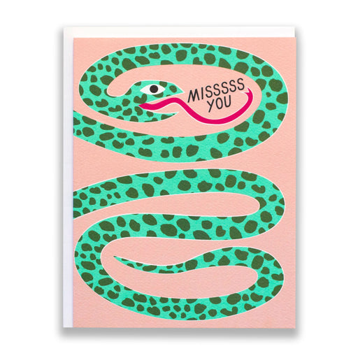 spotted snake wraps card front and back as they hissss misssss you