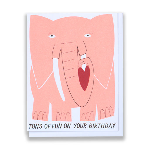 elephant/tons of fun card/elephant birthday card/pastel neon orange