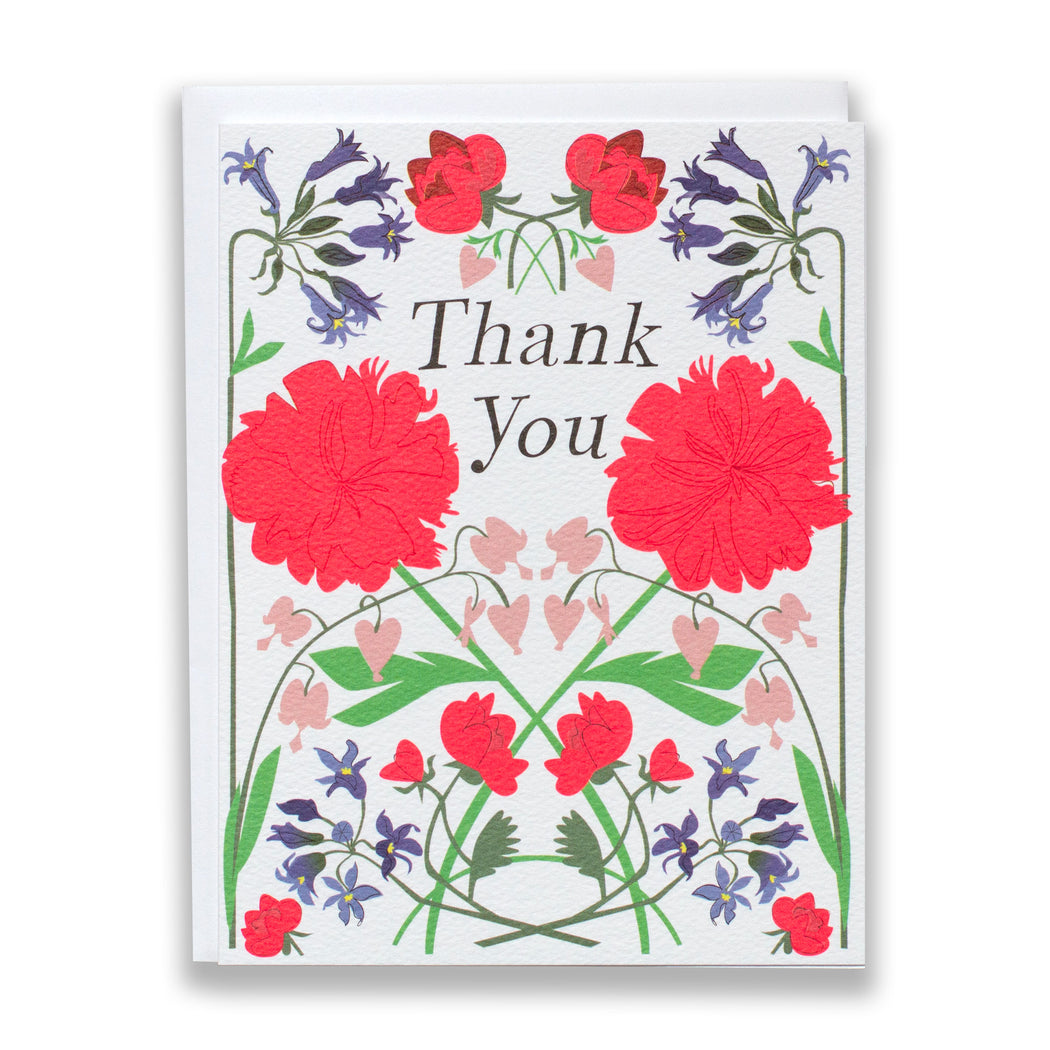 mirrored floral thank you note card