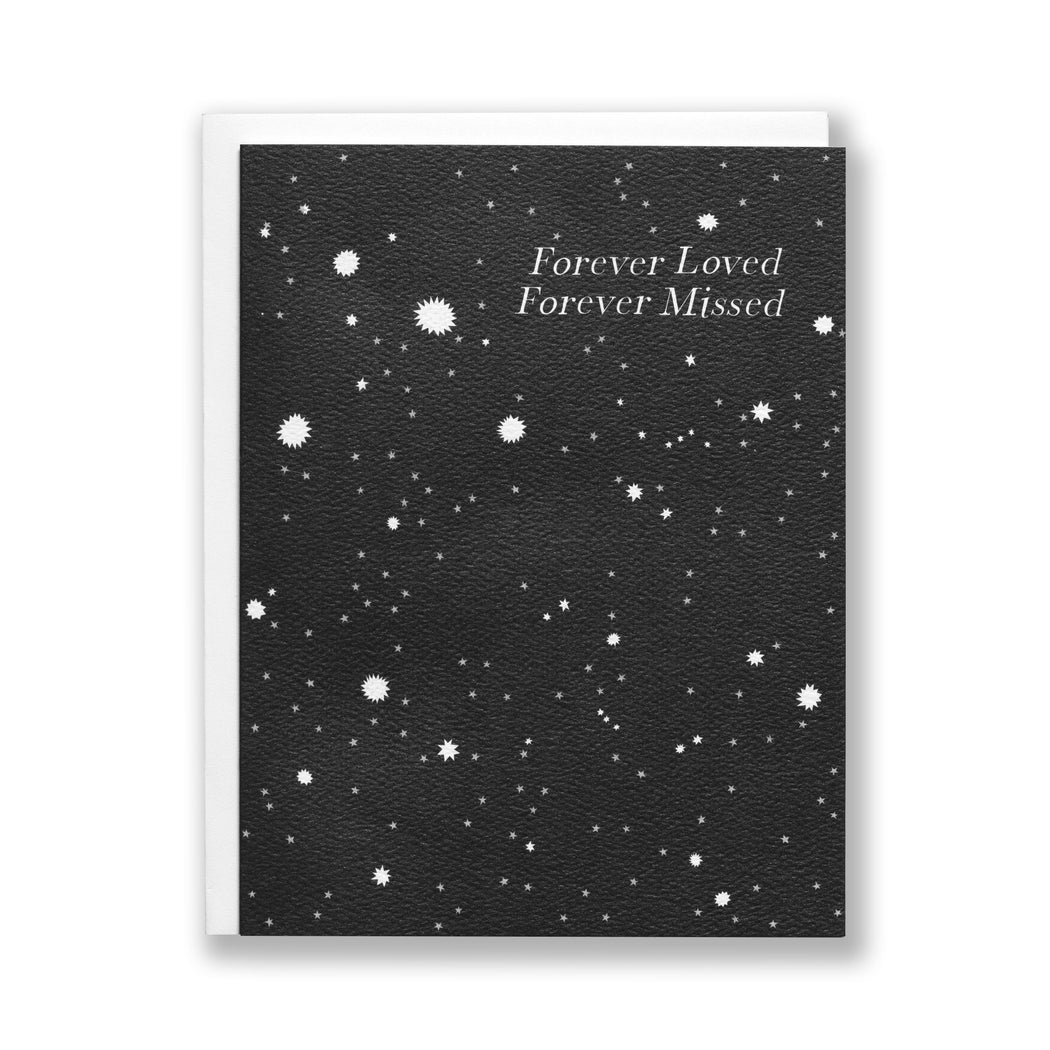 Sympathy Cards with a night sky and reads Forever Loved Forever Missed