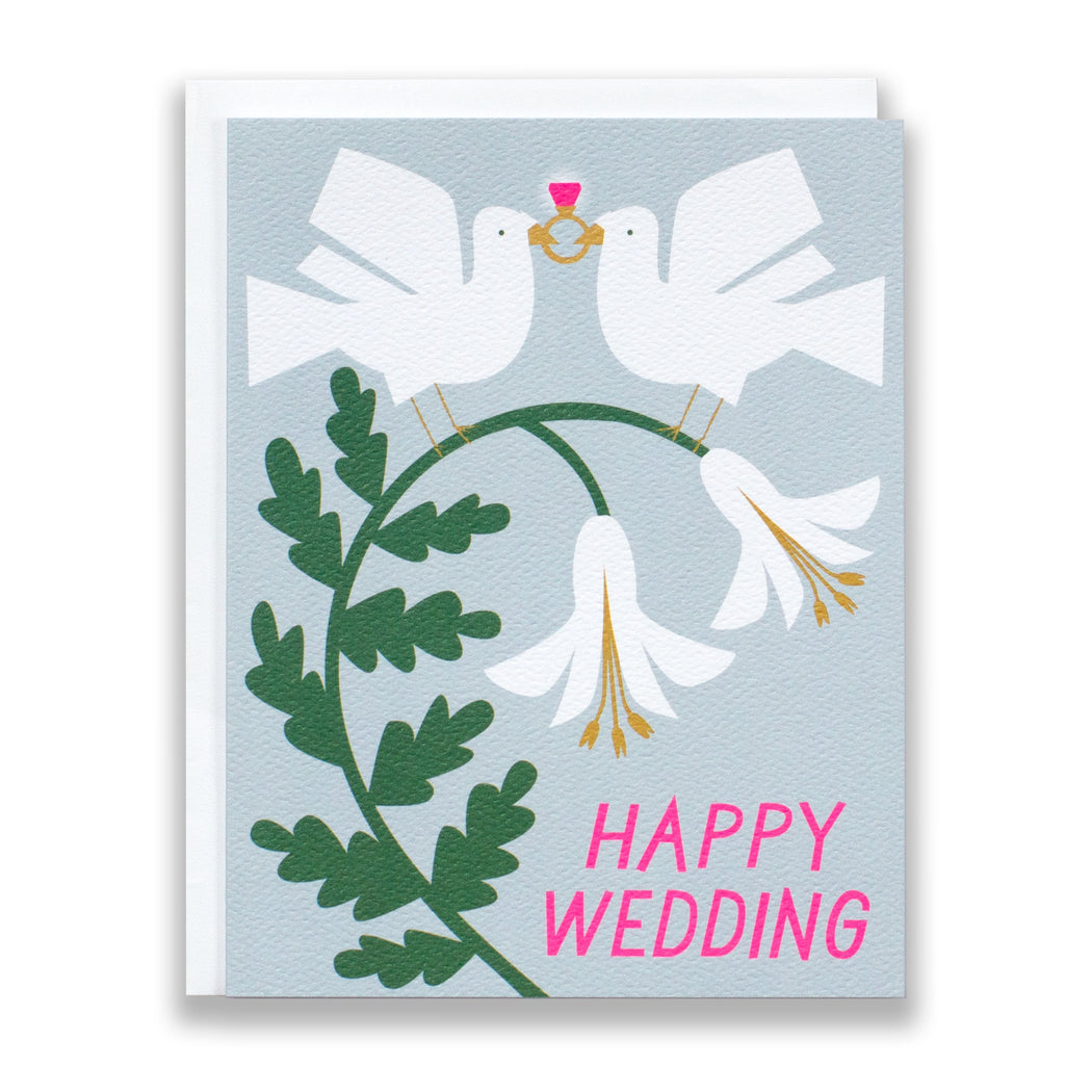 doves/wedding cards/card with engagement ring/lilies/married/engaged