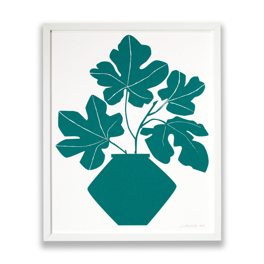 ficus/fig tree/botanical print/green wall art/screen print/fig poster