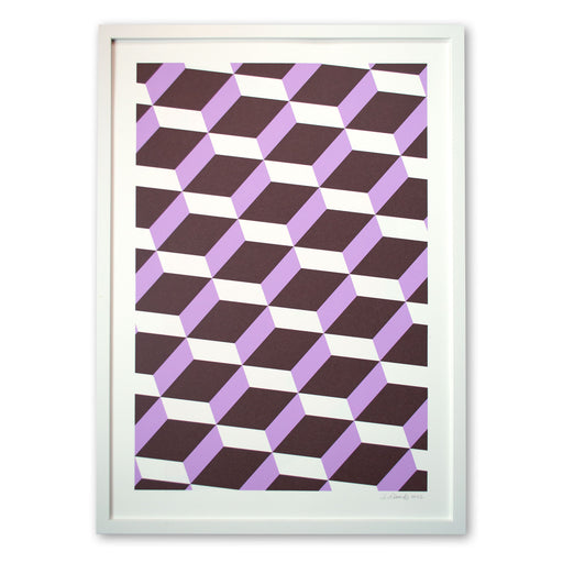 beautiful chocolate brown and lavender geometric shapes screen print