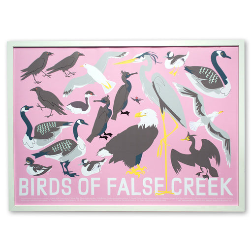 Birds of False Creek poster version go Banquet Workshop's mural opposite Granville Island in Vancouver