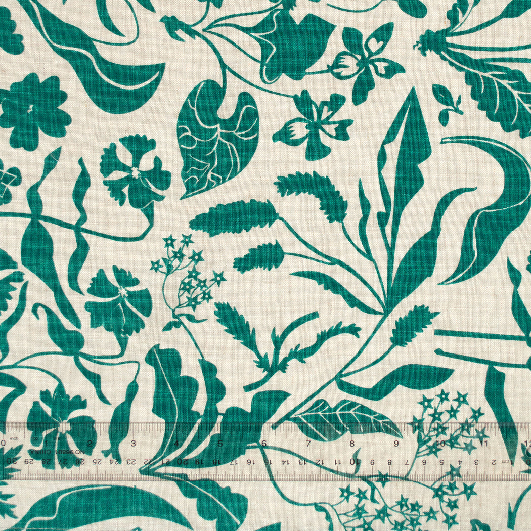 Emerald Green Wildflowers 100% Linen Pillow Cover