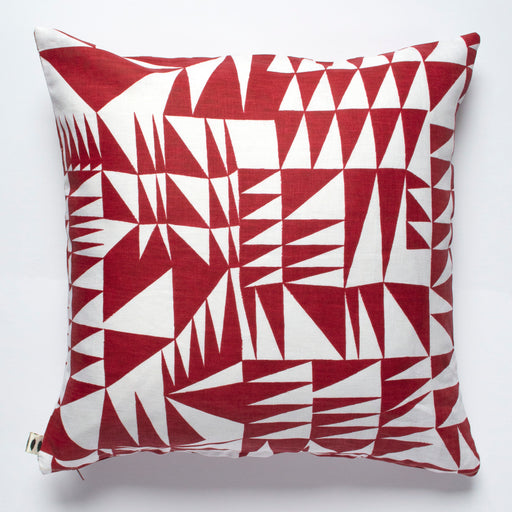 Red Triangles Linen Pillow Cover