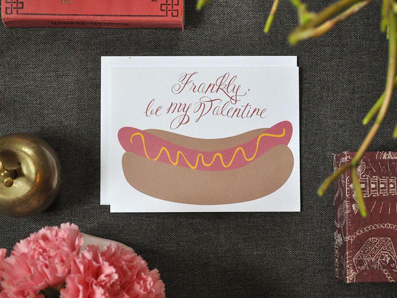 Hot Dog Note Card for Valentine's Day